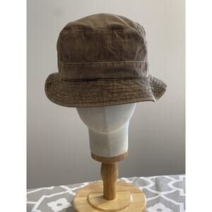 GAP Y2K Bucket Hat Cap Unisex M/L Brown Corduroy Floral Lined Vent Eyelets